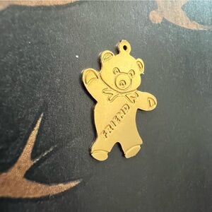 VINTAGE • Gold Teddy Bear Friend Pendant Charm